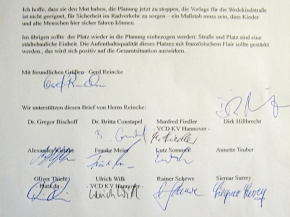 PlatzDa! ist hannovercyclechic Wedekindstraße Brief an Oberbürgermeister Schostok